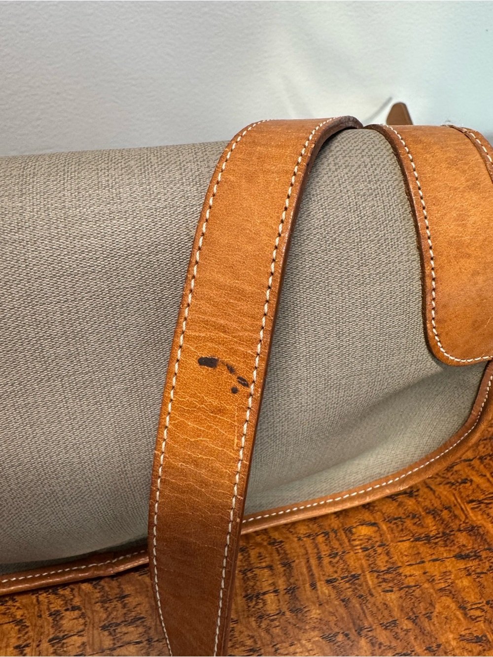 Dior Vintage Taupe Canvas and Tan Leather Saddle Crossbody Bag - Picture 12 of 12